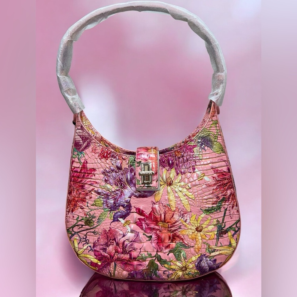 NWT Brahmin Leather FALLON Shoulder Bag in Floral Perennial Melbourne - Picture 2 of 11